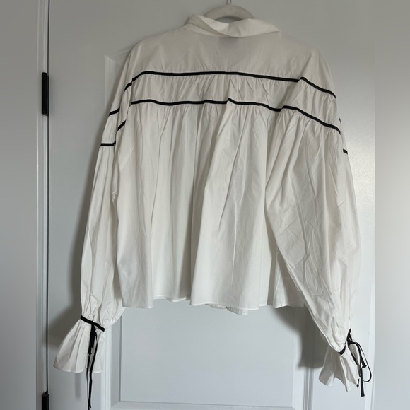 MARBLE White Blouse with Black Ribbon Detail - Picture 5 of 5